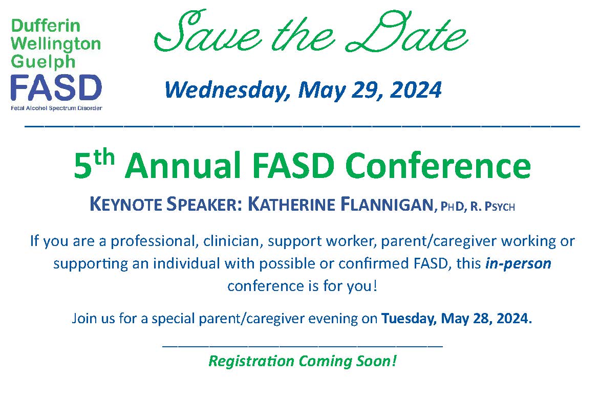 2024 FASD Conference Save the Date Dufferin Child & Family Services